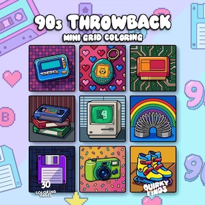 90s coloring memories coloring book pop culture coloring nostalgia retro coloring mini coloring pages for adults printable instant download