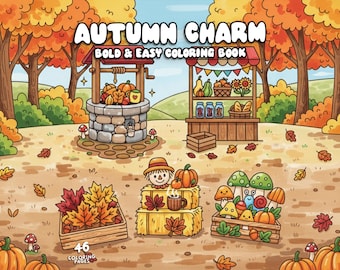 Cute fall coloring book cozy autumn coloring harvest thanksgiving coloring october fall vibes coloring for kid and adults printable sheets