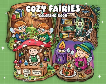 Cute Fairy Coloring Book Forest Fairy Coloring Cozy Autumn Coloring Enchanted Fantasy Coloring Bold Easy Coloring Pages Adult Kids Printable