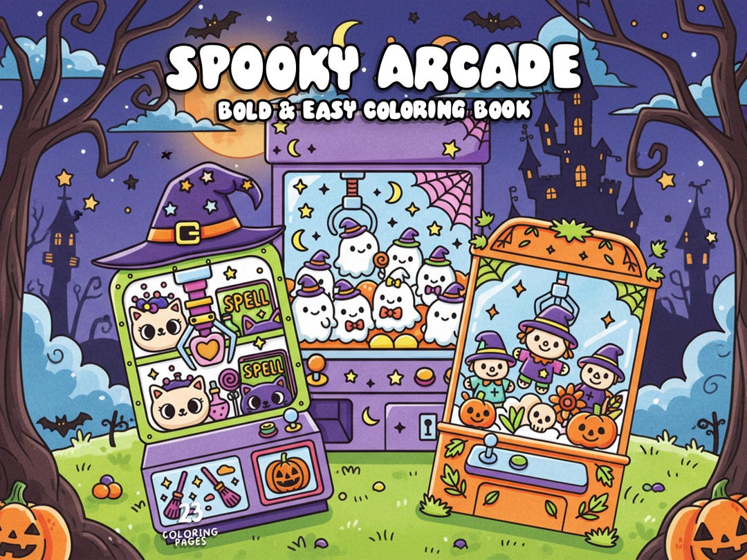 Spooky Arcade Coloring Book Cute Halloween Coloring Haunted Claw ...
