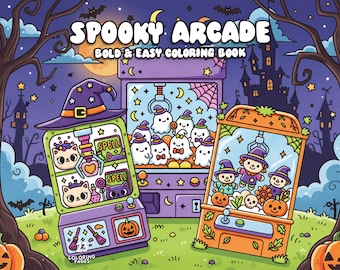 Spooky arcade coloring book cute halloween coloring haunted claw machine coloring toy gaming coloring pages for kids and adults printable