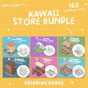 Store Coloring Book Bundle Adults Market Coloring Cart Tiny Coloring Shop Cozy Cafe Coloring Interiors Cute Storefront Coloring Pages Bundle