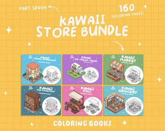 Store Coloring Book Bundle Adults Market Coloring Cart Tiny Coloring Shop Cozy Cafe Coloring Interiors Cute Storefront Coloring Pages Bundle