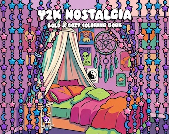 Y2k coloring book nostalgia coloring 2000s 90s coloring aesthetic pop culture coloring bold easy teen coloring page digital printable sheets