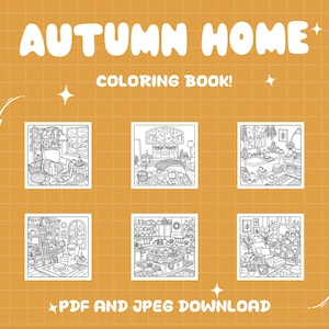 Dibujos para colorear de otoño, libro para colorear de otoño, colorear acogedor, hogar hygge, estética para colorear, páginas para colorear audaces, lindas y acogedoras para adultos, imprimibles en PDF y JPG imagen 2
