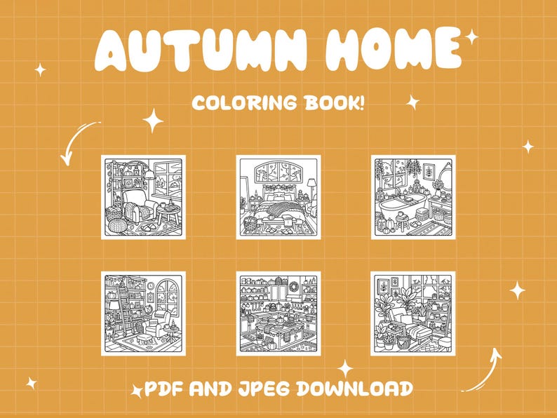 Dibujos para colorear de otoño, libro para colorear de otoño, colorear acogedor, hogar hygge, estética para colorear, páginas para colorear audaces, lindas y acogedoras para adultos, imprimibles en PDF y JPG imagen 2