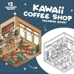 Coffee Shop Coloring Book Cafe Coloring Book Cozy Cafe Coloring Coffee Coloring Book Hygge Coloring Interior Cute Coloring Books For Adults