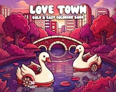 Valentine’s day coloring pages love coloring town romantic coloring village cozy valentine activity pdf valentine coloring book for adults