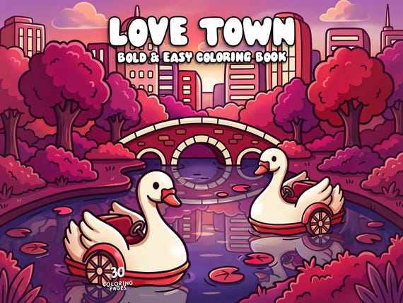 Valentine’s day coloring pages love coloring town romantic coloring village cozy valentine activity pdf valentine coloring book for adults