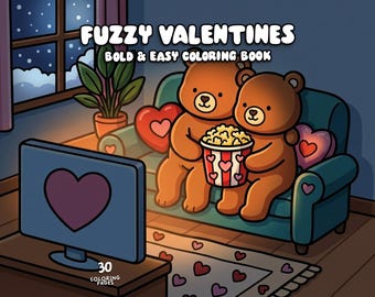 Cute valentine coloring book cozy animal coloring couple bold easy coloring romantic digital kawaii coloring pages for adults printable