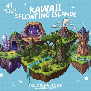 Island Färbung Fantasy Malbuch Schloss Färbung Zauberwald Färbung mystisch wunderliche Färbung Magie Malseiten Erwachsene Print