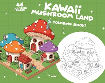 Mushroom Coloring Book Pocket Coloring Market Potion Coloring Whimsical Street Coloring Enchanted Cottage Miniature Garden Coloring Pages
