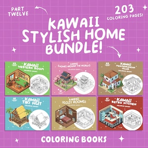 Home Coloring Book Home Decor Coloring Cottage Interior Design Coloring Exterior Hygge Coloring Pocket Cozy Cute Coloring Digital Bundle 12