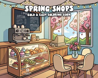 Spring shop coloring book printable cozy cute coloring pages store coloring interior seasonal coloring digital download pdf coloring sheets