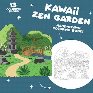 Zen Garden Coloring Book Japanese Coloring Landscape Nature Coloring Meditation Peaceful Coloring Calm Relaxing Minimalist Coloring Pages