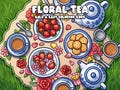 Flowers coloring floral tea coloring book cozy cottagecore coloring spring tea party printable bold and easy coloring pages for adults teens product logo