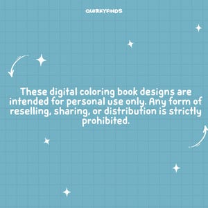 Puede incluir: Un fondo azul con texto blanco que dice "Estos dise&ntilde;os de libros para colorear digitales est&aacute;n destinados &uacute;nicamente para uso personal. Cualquier forma de reventa, intercambio o distribuci&oacute;n est&aacute; estrictamente prohibida."