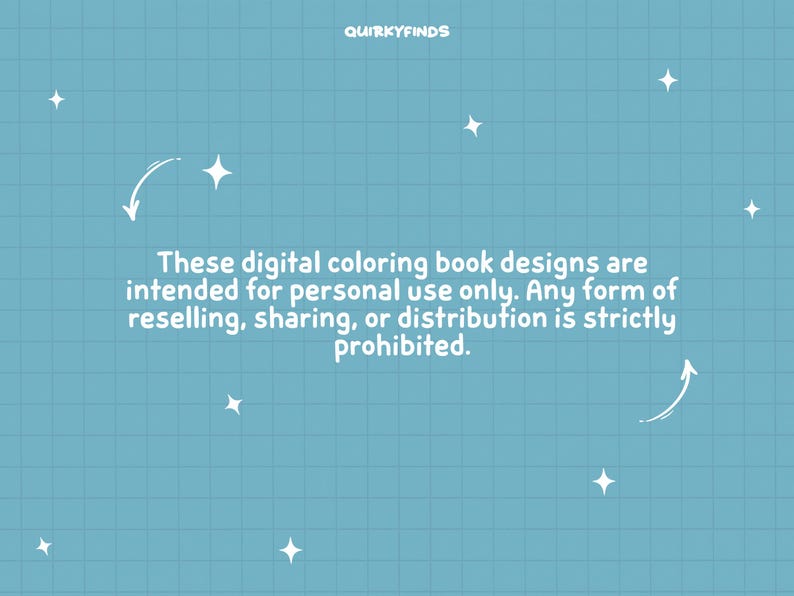 Puede incluir: Un fondo azul con texto blanco que dice "Estos dise&ntilde;os de libros para colorear digitales est&aacute;n destinados &uacute;nicamente para uso personal. Cualquier forma de reventa, intercambio o distribuci&oacute;n est&aacute; estrictamente prohibida."