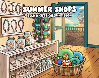 Summer coloring book shop coloring store cozy cute coloring pages hygge coloring kawaii kids adult coloring printable digital download