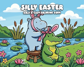 Funny easter coloring book cute easter animals coloring easter kids coloring spring coloring pages for kids and adults digital coloring book