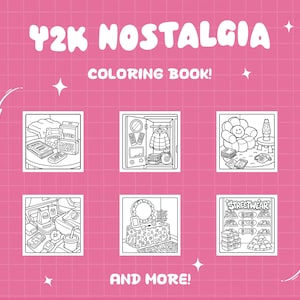 Y2k coloring book nostalgia coloring 2000s 90s coloring aesthetic pop culture coloring bold easy teen coloring page digital printable sheets bild 4