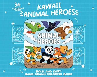 Super-héros coloriage animaux mignons livre de coloriage aventure coloriage drôle animal de compagnie coloriage audacieux facile à colorier enfants livre de coloriage pages à télécharger