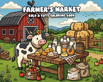 Market coloring store shop coloring book cute animal coloring pages cozy coloring book for adults kid coloring sheets printable activity pdf
