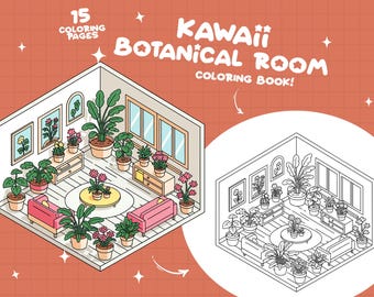 Botanical Coloring Book House Plant Coloring Book Floral Coloring Pages Pocket Room Coloring Cozy Cute Coloring Garden Coloring Book Kawaii
