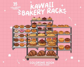 Bakery Coloring Pages Shelf Coloring Donut Sweets Coloring Rack Bread Dessert Coloring Pastry Cute Food Coloring Snack Shop Coloring Book