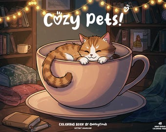 Cozy Coloring Book Pet Coloring Animal Friends Coloring Moments Hygge Coloring Comfy Kawaii Animals Coloring Pages For Adults Kids Digital