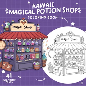 Magisches Malbuch Zaubertrank Färbung Shop Hexen färben mystisch verzauberte Färbung Fantasy Malseiten für Erwachsene Printable
