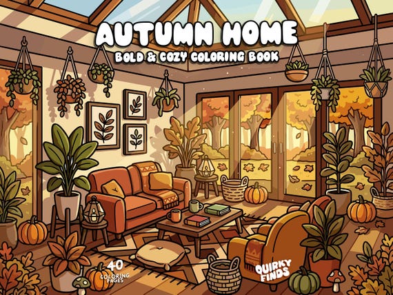 Fall coloring autumn coloring book cozy coloring home hygge coloring aesthetic bold cute cozy coloring pages for adults printable pdf jpg