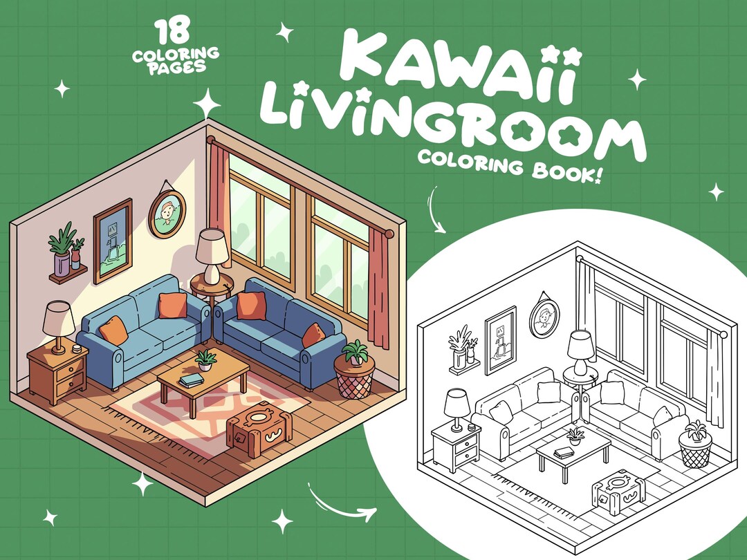 Living Room Aesthetic Coloring Book Pocket Room Coloring Pages Kawaii
