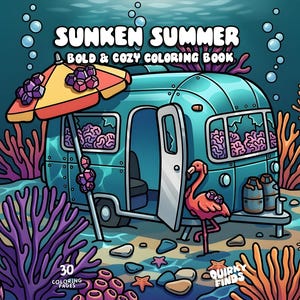 Summer coloring book underwater coloring beach fantasy coloring ocean creative coloring bold easy coloring print adult kids coloring pages
