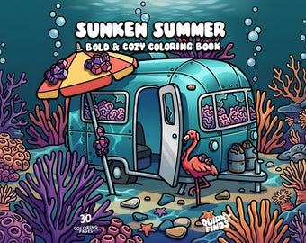Summer coloring book underwater coloring beach fantasy coloring ocean creative coloring bold easy coloring print adult kids coloring pages