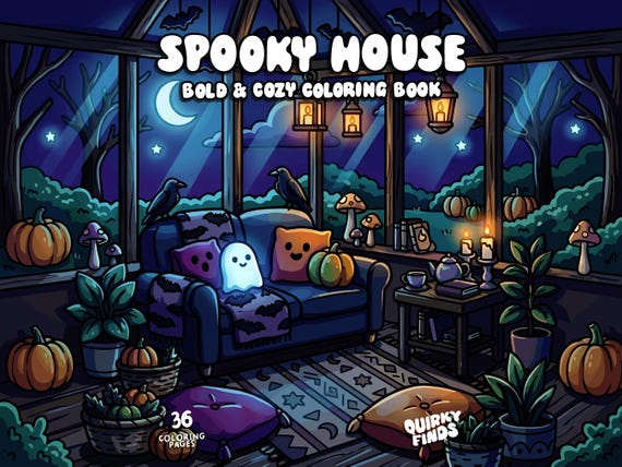 Spooky coloring book cute halloween coloring fall autumn coloring cozy hygge coloring home cute ghost coloring pages for adult kid printable