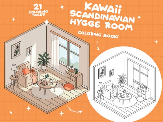 Scandi Coloring Cozy Hygge Coloring Book Interior Coloring Minimalist Interior Design Coloring House Cozy Home Coloring Pages For Adults Pdf