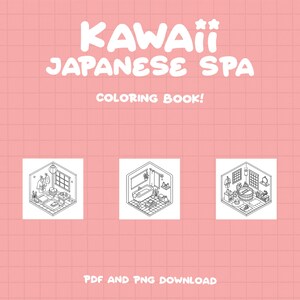 Spa Coloring Beauty Coloring Self Love Kawaii Coloring Cozy Girl Coloring Japanese Coloring Relaxing Zen Coloring Aesthetic Coloring Pages afbeelding 5