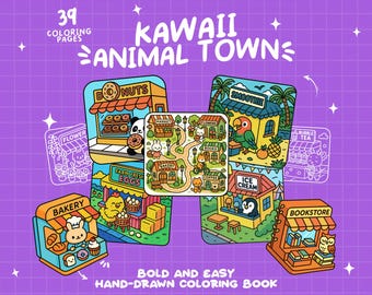Town Coloring Cozy Animals Coloring Book Shop Coloring Store Animal Friends Coloring Cute Animal Character Coloring Bold Easy Coloring Pages