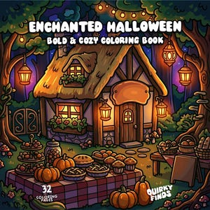 Halloween coloring book cute spooky coloring pages enchanted halloween fall coloring autumn adult kid coloring printable halloween activity