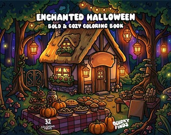 Halloween coloring book cute spooky coloring pages enchanted halloween fall coloring autumn adult kid coloring printable halloween activity