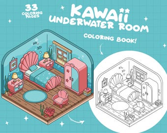 Underwater Coloring Cozy Home Coloring Pages Ocean Life Coloring Whimsical Pocket Room Coloring Doodle Cute Coloring Book Instant Download