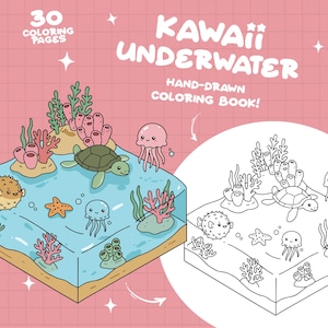 Onderwater Kleurplaten Zeedieren Kleurplaten Zee Kleurplaten Oceaan Leven Kleurplaten Oceaan Dieren Kleur Kawaii Pocket Kleurboek Volwassenen Kinderen