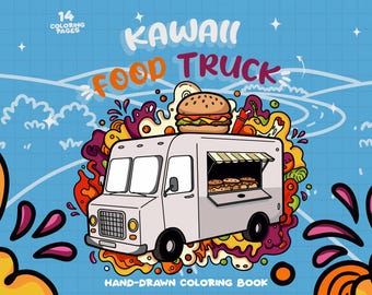 Food Truck Coloring Page Doodle Coloring Page Pdf Storefront Coloring Cute Food Coloring Kawaii Summer Coloring Booth Retro Coloring Book