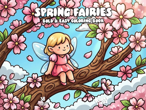 Spring fairy coloring book cozy cute coloring springtime enchanted coloring garden kawaii fairytale coloring pages for kid adults printable
