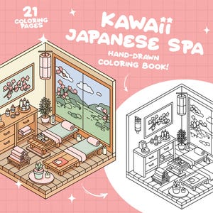 Spa Coloring Beauty Coloring Self Love Kawaii Coloring Cozy Girl Coloring Japanese Coloring Relaxing Zen Coloring Aesthetic Coloring Pages afbeelding 1