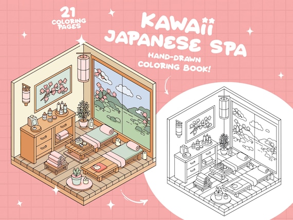 Spa Coloring Beauty Coloring Self Love Kawaii Coloring Cozy Girl Coloring Japanese Coloring Relaxing  Zen Coloring Aesthetic Coloring Pages
