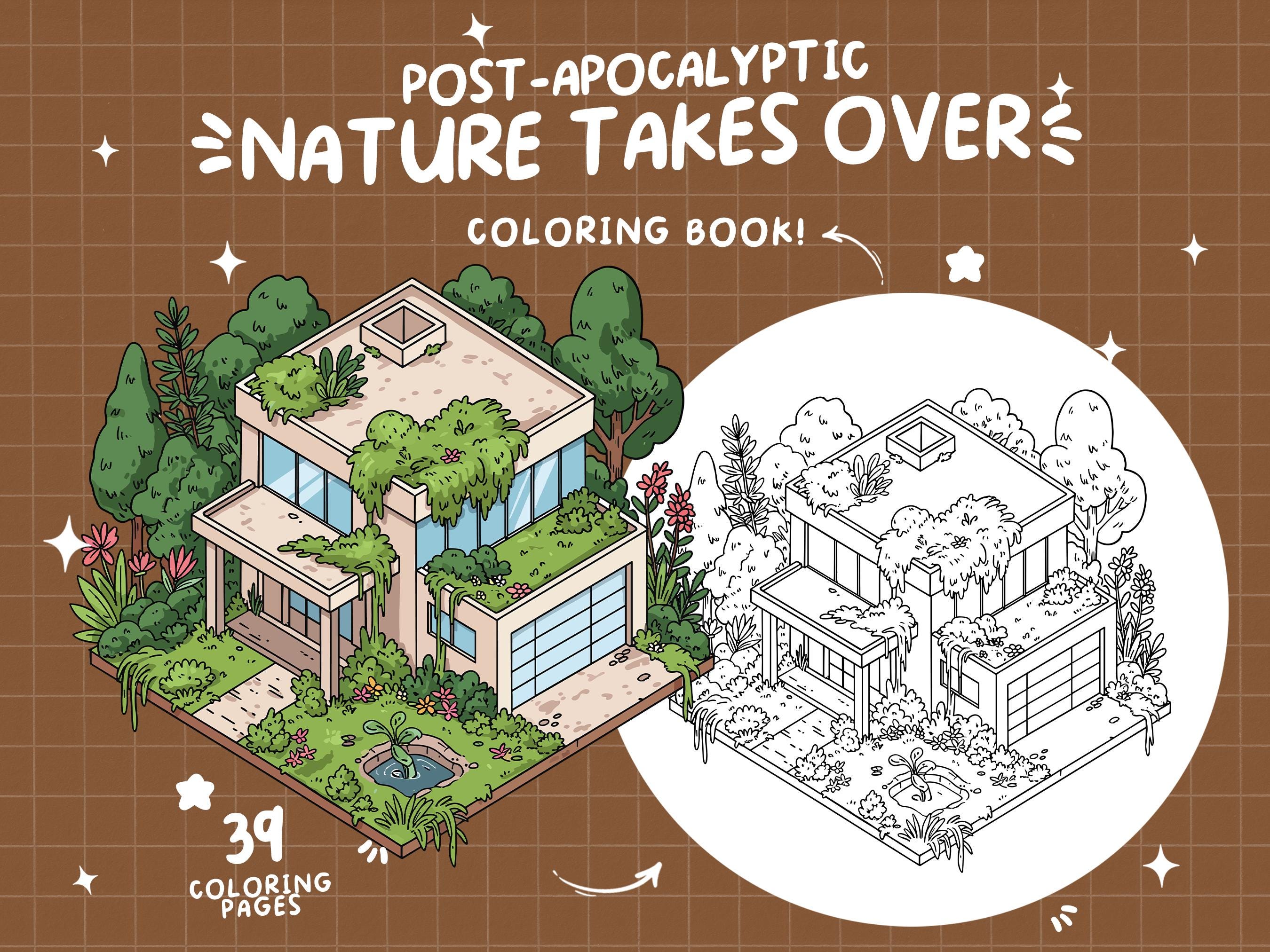 Nature Takes Over Libro de Colorear – Decadencia Urbana Tenebrosa, Edificios Abandonados y Fantasía del Bosque para Adultos