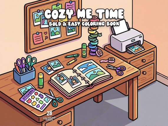 Cozy coloring book for adults self care coloring hygge relaxing coloring pages bold easy coloring self love prints digital coloring sheets