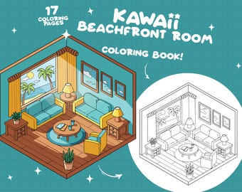 Beach Coloring Tropical Pocket Room Coloring Scene Coastal Coloring Sea Tiny House Coloring Sunset Summer Coloring Book Hygge Coloring Pages